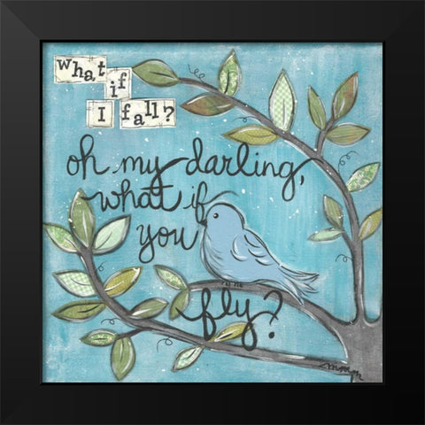 What If You Fly Black Modern Wood Framed Art Print by Martin, Monica