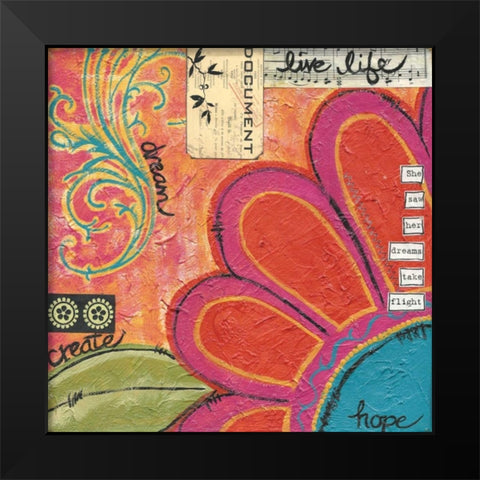 Live Life Black Modern Wood Framed Art Print by Martin, Monica