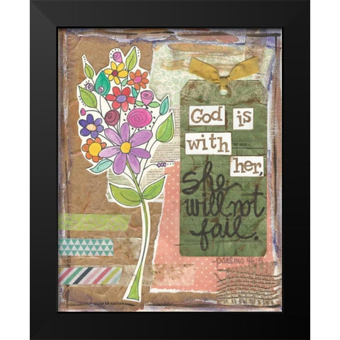 God Is With Her Black Modern Wood Framed Art Print by Martin, Monica
