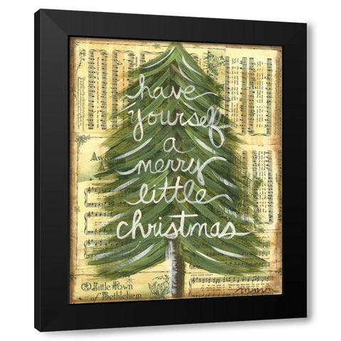 Merry Little Christmas Black Modern Wood Framed Art Print with Double Matting by Martin, Monica