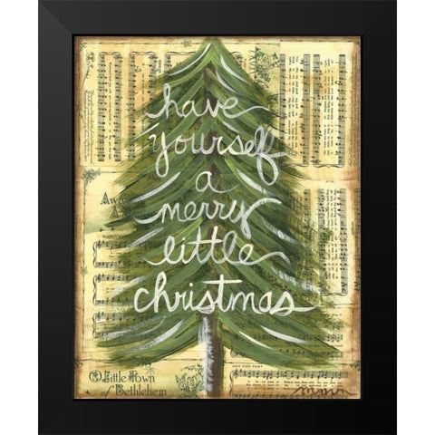 Merry Little Christmas Black Modern Wood Framed Art Print by Martin, Monica