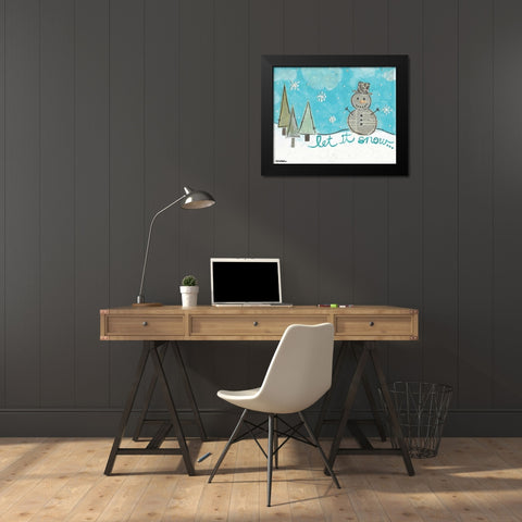 Let It Snow Black Modern Wood Framed Art Print by Martin, Monica