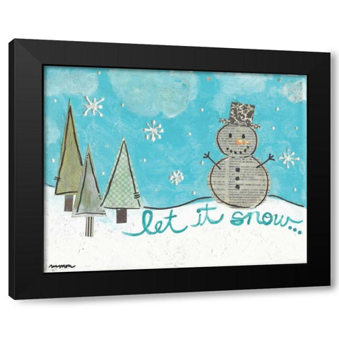 Let It Snow Black Modern Wood Framed Art Print by Martin, Monica