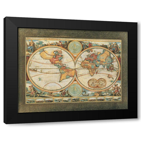 Old World View I Black Modern Wood Framed Art Print with Double Matting by Osborne, Susan