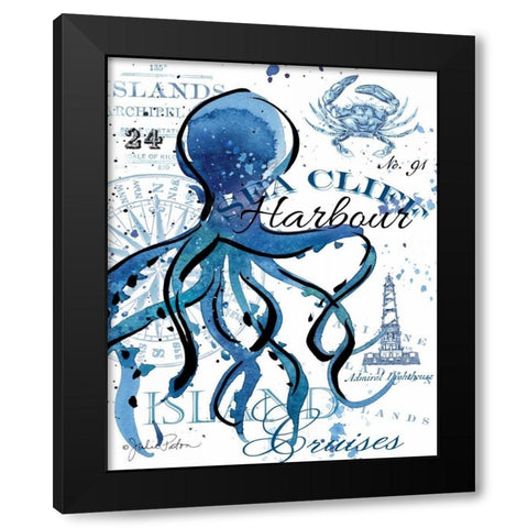 Sea Cliff Octopus Black Modern Wood Framed Art Print by Paton, Julie