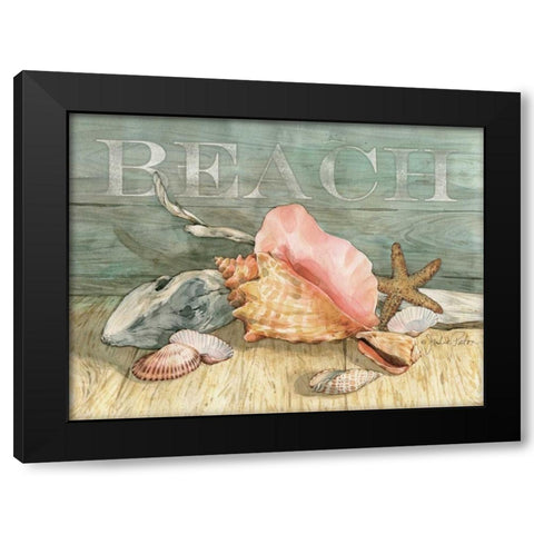 Beach Shells Still LIfe Black Modern Wood Framed Art Print by Paton, Julie