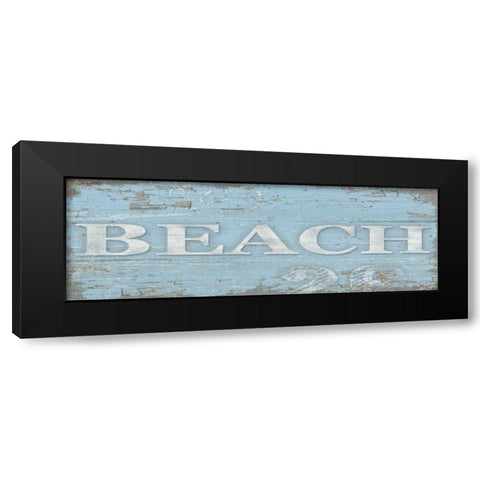 Beach Sign Black Modern Wood Framed Art Print by Paton, Julie