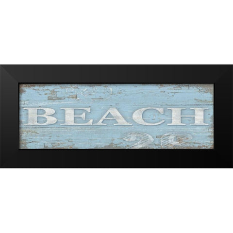 Beach Sign Black Modern Wood Framed Art Print by Paton, Julie