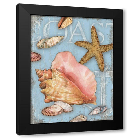 Beach Shells Coast Black Modern Wood Framed Art Print by Paton, Julie