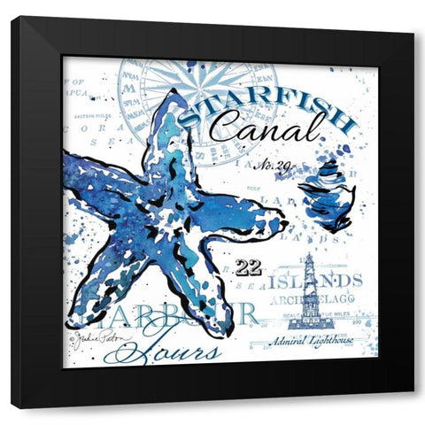 Starfish Canal Black Modern Wood Framed Art Print with Double Matting by Paton, Julie