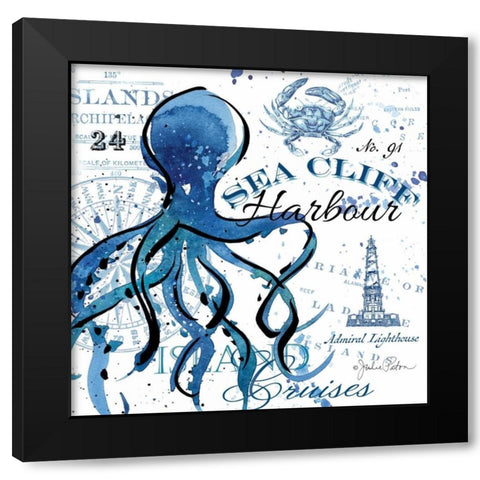 Sea Cliff Octopus Black Modern Wood Framed Art Print by Paton, Julie