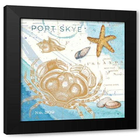 Harbor Island Crab Black Modern Wood Framed Art Print by Paton, Julie