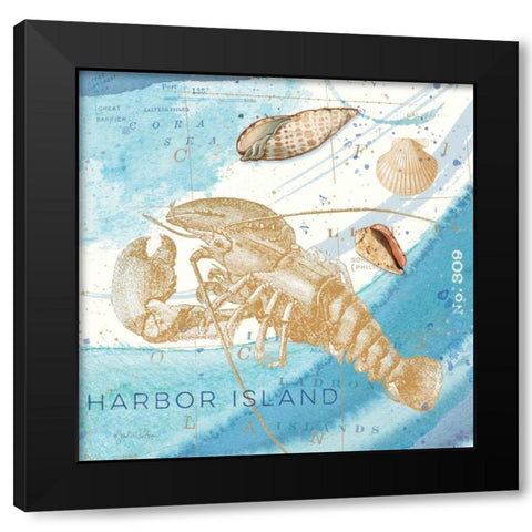 Harbor Island Lobster Black Modern Wood Framed Art Print with Double Matting by Paton, Julie