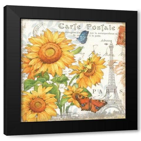 Carte Postale Sunflowers II Black Modern Wood Framed Art Print with Double Matting by Paton, Julie