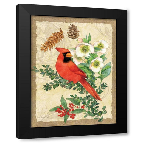 Holiday Cardinal Black Modern Wood Framed Art Print by Paton, Julie