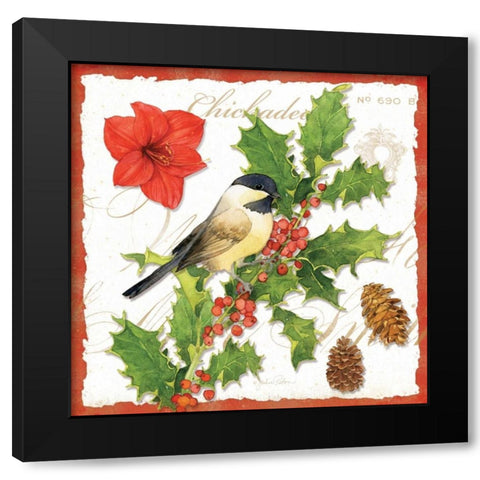 Holiday Birds I Black Modern Wood Framed Art Print with Double Matting by Paton, Julie