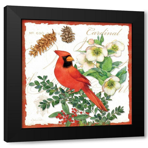 Holiday Birds II Black Modern Wood Framed Art Print by Paton, Julie