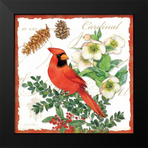 Holiday Birds II Black Modern Wood Framed Art Print by Paton, Julie