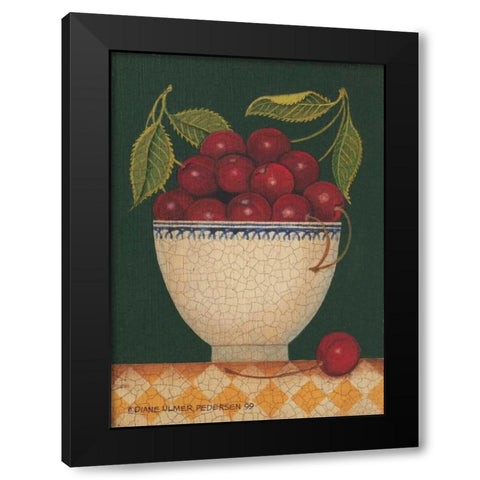 Cup O Cherries Black Modern Wood Framed Art Print with Double Matting by Pedersen, Diane