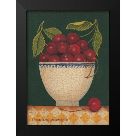 Cup O Cherries Black Modern Wood Framed Art Print by Pedersen, Diane