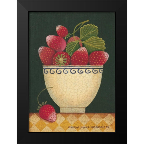 Cup O Strawberries Black Modern Wood Framed Art Print by Pedersen, Diane