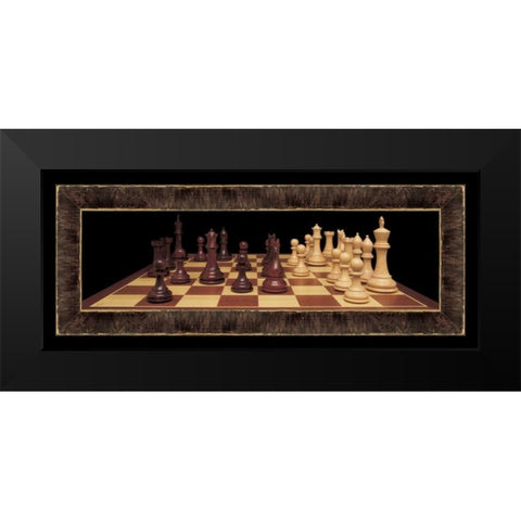Chess I Black Modern Wood Framed Art Print by Pela Design