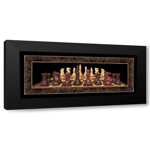 Chess II Black Modern Wood Framed Art Print by Pela Design