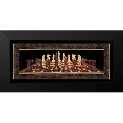 Chess II Black Modern Wood Framed Art Print by Pela Design