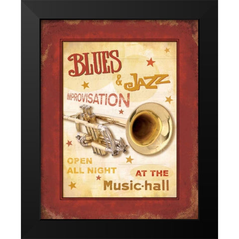 New Orleans Jazz IV Black Modern Wood Framed Art Print by Pela Design