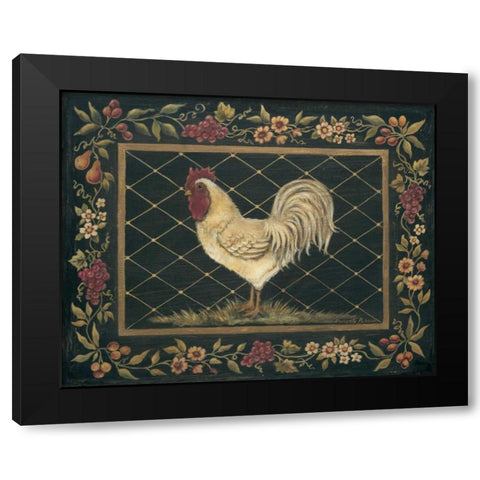 Old World Rooster Black Modern Wood Framed Art Print by Poloson, Kimberly