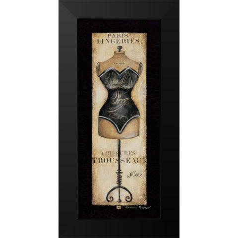Paris Lingeries No. 287 Black Modern Wood Framed Art Print by Poloson, Kimberly