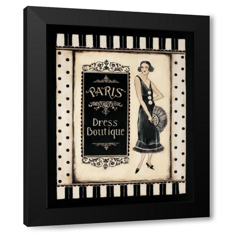 Paris Dress Boutique Black Modern Wood Framed Art Print with Double Matting by Poloson, Kimberly