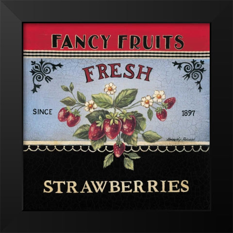 Fresh Strawberries Black Modern Wood Framed Art Print by Poloson, Kimberly