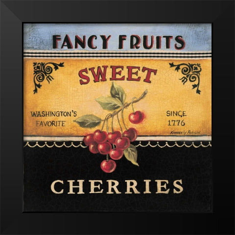 Sweet Cherries Black Modern Wood Framed Art Print by Poloson, Kimberly