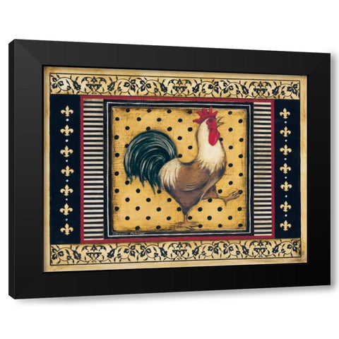 Provence Rooster I Black Modern Wood Framed Art Print with Double Matting by Poloson, Kimberly