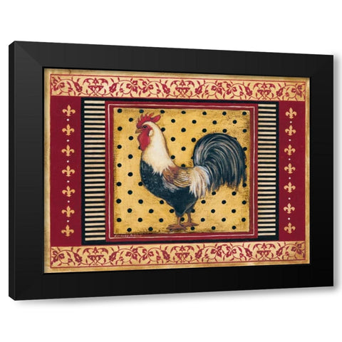 Provence Rooster II Black Modern Wood Framed Art Print with Double Matting by Poloson, Kimberly