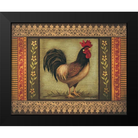 Mediterranean Rooster VI Black Modern Wood Framed Art Print by Poloson, Kimberly