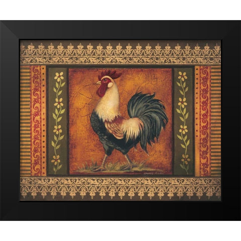 Mediterranean Rooster VII Black Modern Wood Framed Art Print by Poloson, Kimberly