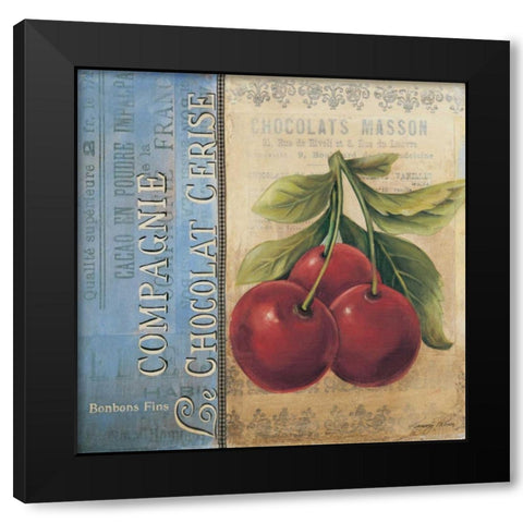 Cherries Black Modern Wood Framed Art Print with Double Matting by Poloson, Kimberly
