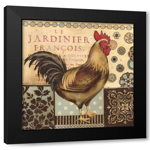 Aqua Rooster I Black Modern Wood Framed Art Print by Poloson, Kimberly