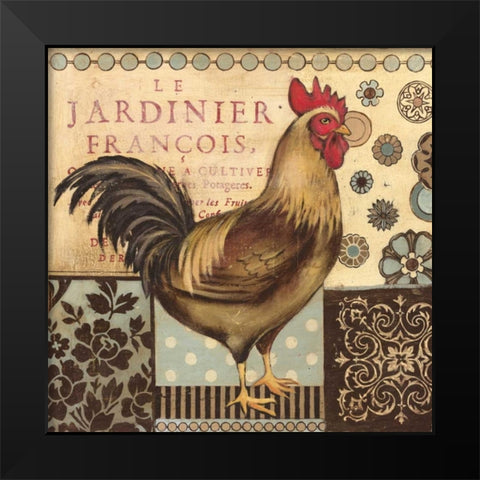 Aqua Rooster I Black Modern Wood Framed Art Print by Poloson, Kimberly