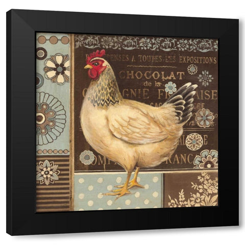Aqua Rooster II Black Modern Wood Framed Art Print with Double Matting by Poloson, Kimberly