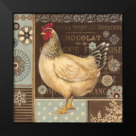 Aqua Rooster II Black Modern Wood Framed Art Print by Poloson, Kimberly