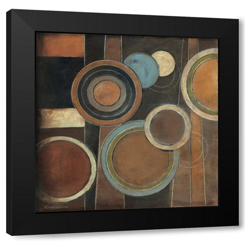 Abstract Circles I Black Modern Wood Framed Art Print with Double Matting by Poloson, Kimberly