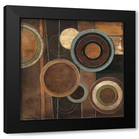 Abstract Circles II Black Modern Wood Framed Art Print with Double Matting by Poloson, Kimberly