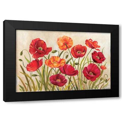 Poppies Black Modern Wood Framed Art Print with Double Matting by Poloson, Kimberly