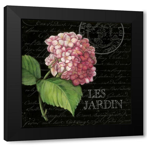 Les Jardin Geranium Sq. Black Modern Wood Framed Art Print with Double Matting by Poloson, Kimberly