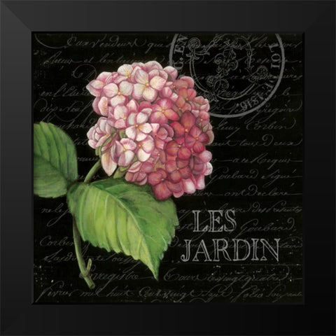 Les Jardin Geranium Sq. Black Modern Wood Framed Art Print by Poloson, Kimberly