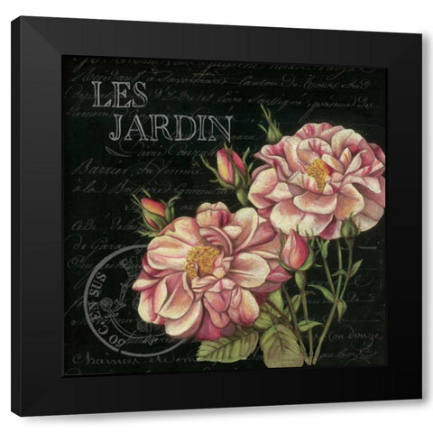 Les Jardin Roses Sq. Black Modern Wood Framed Art Print by Poloson, Kimberly