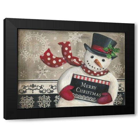 Christmas Snowman Black Modern Wood Framed Art Print with Double Matting by Poloson, Kimberly
